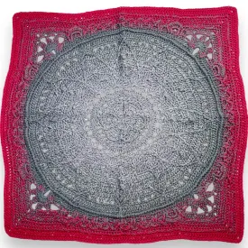 Pink   Gray Crochet Square Mandala