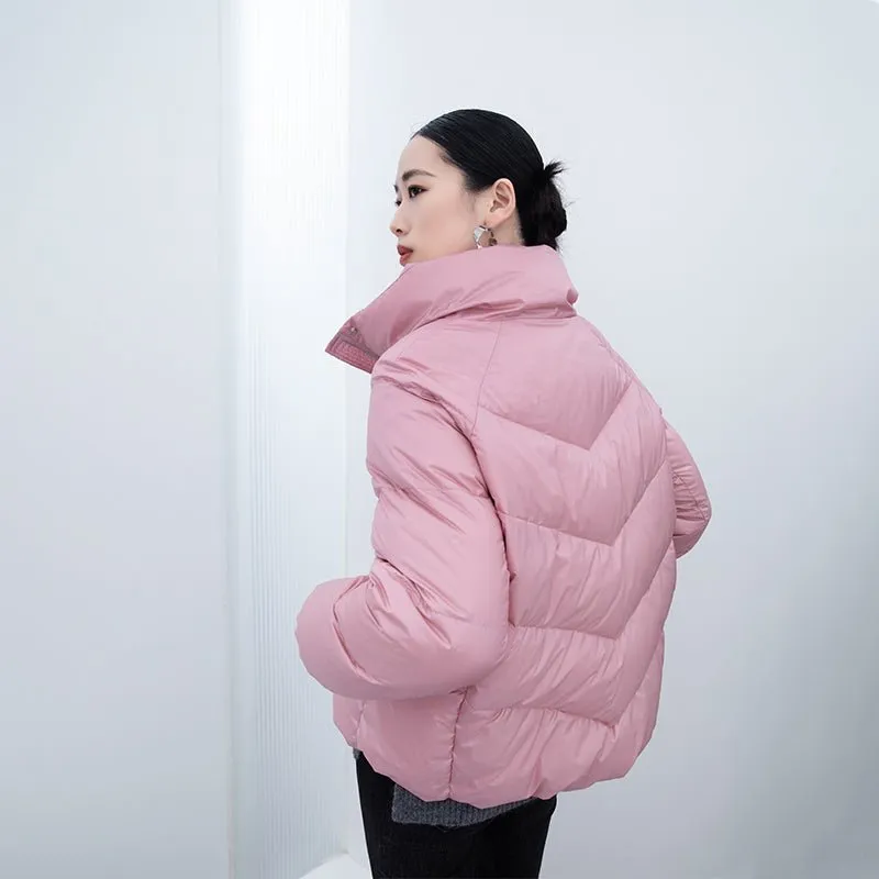 Pink Short Down Coats Puffer Jacket