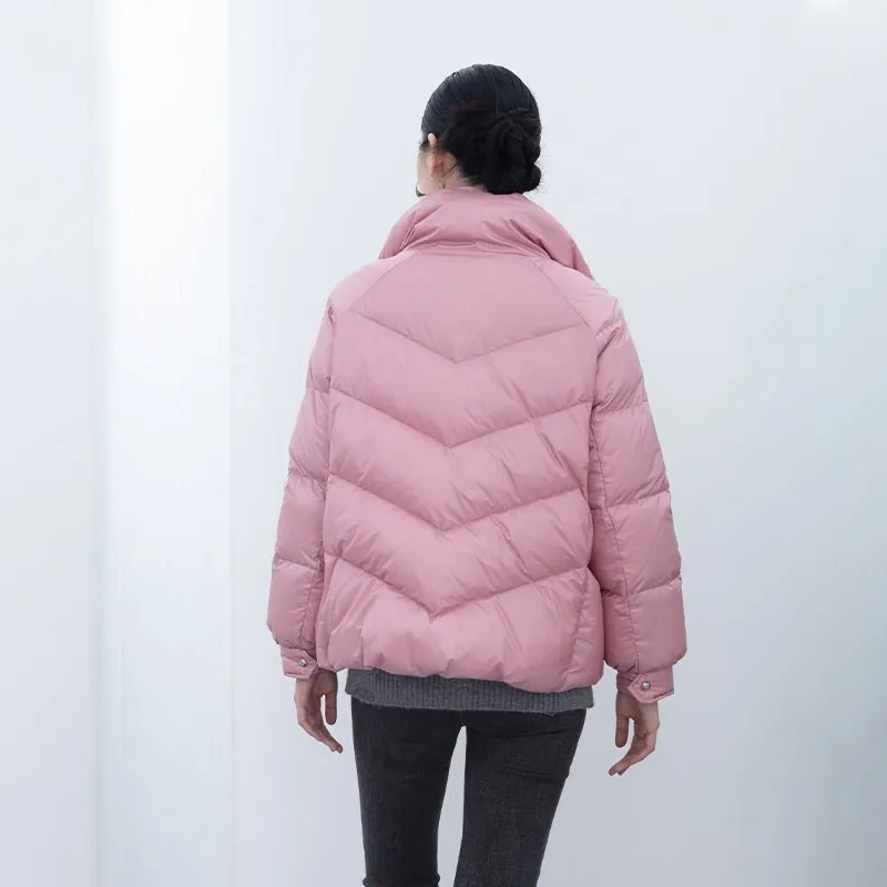 Pink Short Down Coats Puffer Jacket