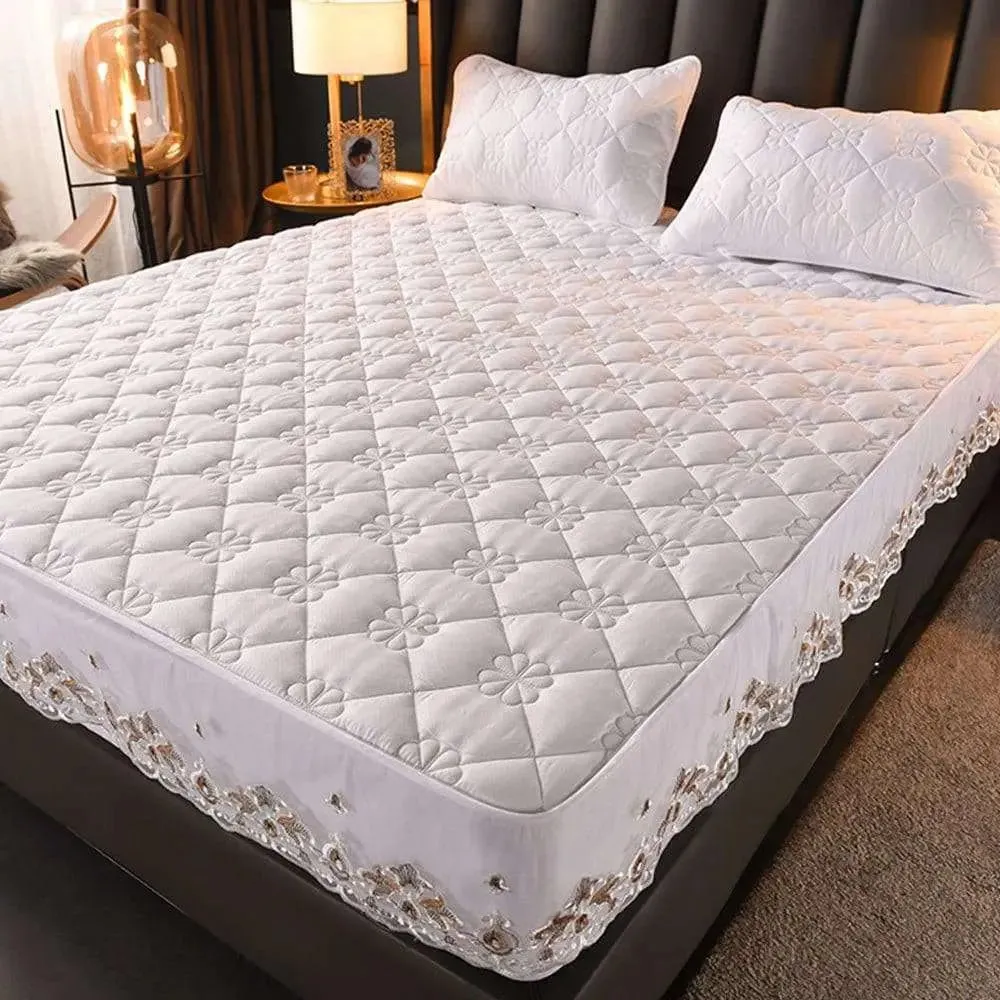 Pure Cotton Quilted Emboss Washable Mattresses Cover