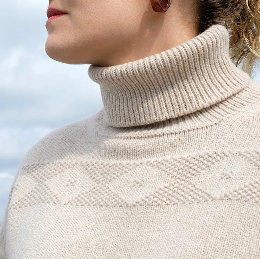 Pure Wool Polo neck jumper in Beige