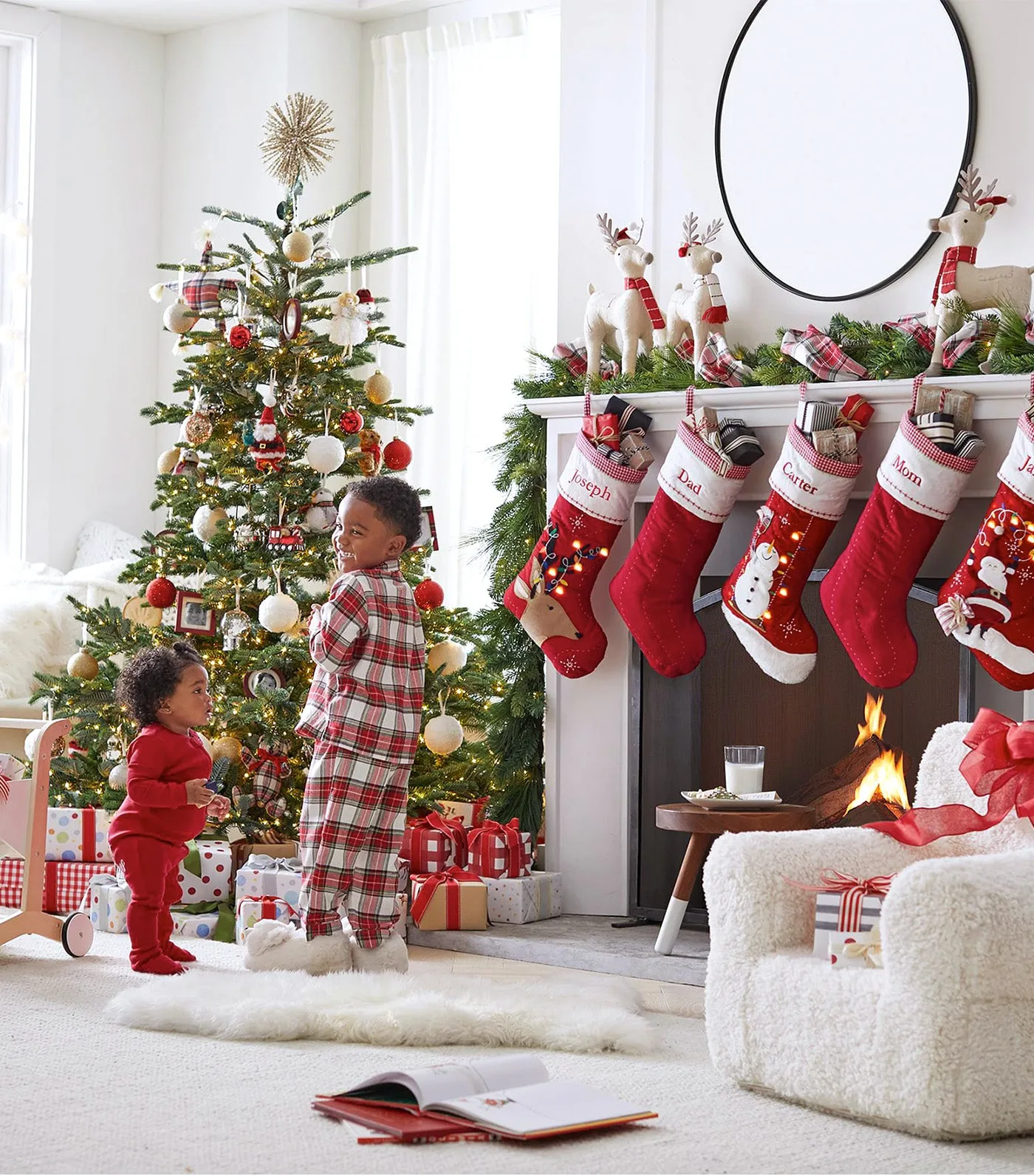 Quilted Christmas Stocking - Red Swinging Snowman