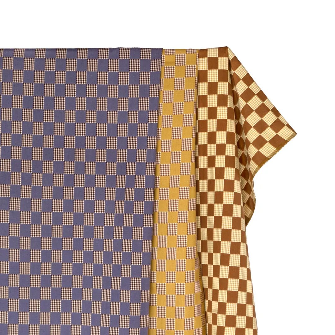 Remnant - 1.1m - Checkers Cotton - Umber