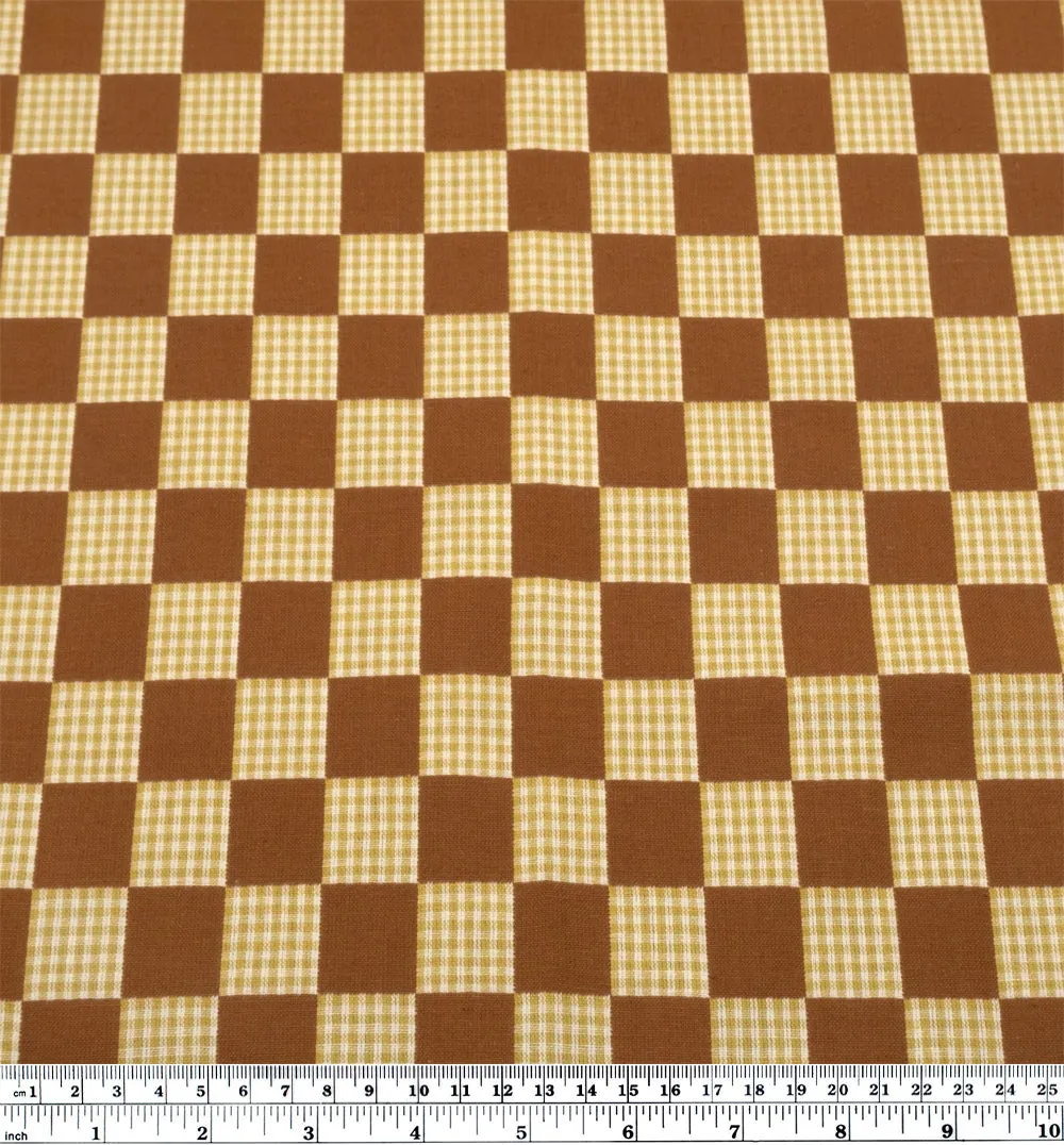 Remnant - 1.1m - Checkers Cotton - Umber