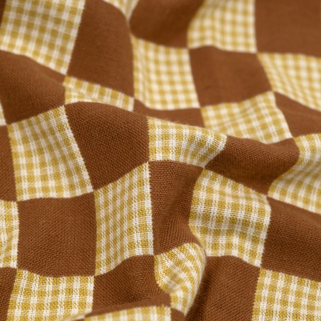 Remnant - 1.1m - Checkers Cotton - Umber