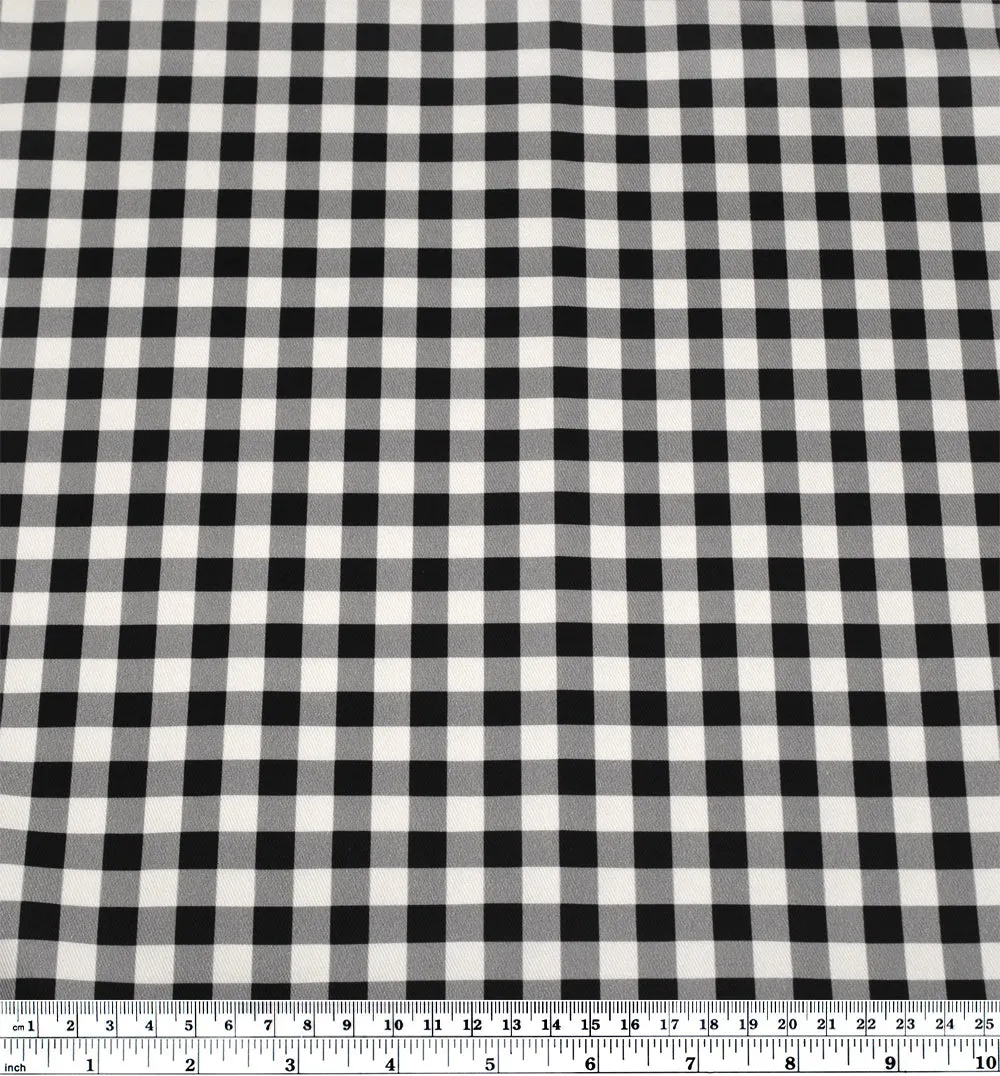 Remnant - 1.1m - Gingham Printed Cotton Twill - Black