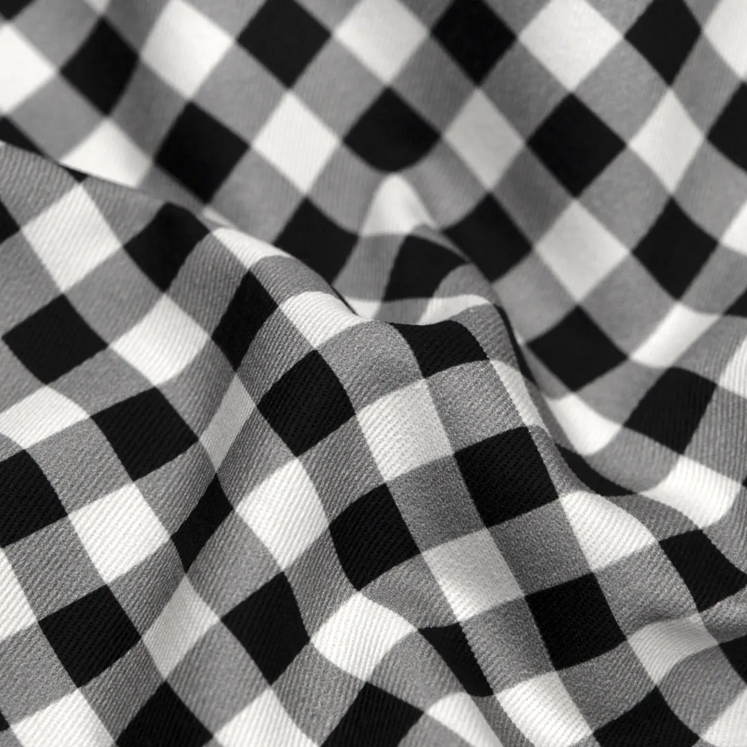 Remnant - 1.1m - Gingham Printed Cotton Twill - Black