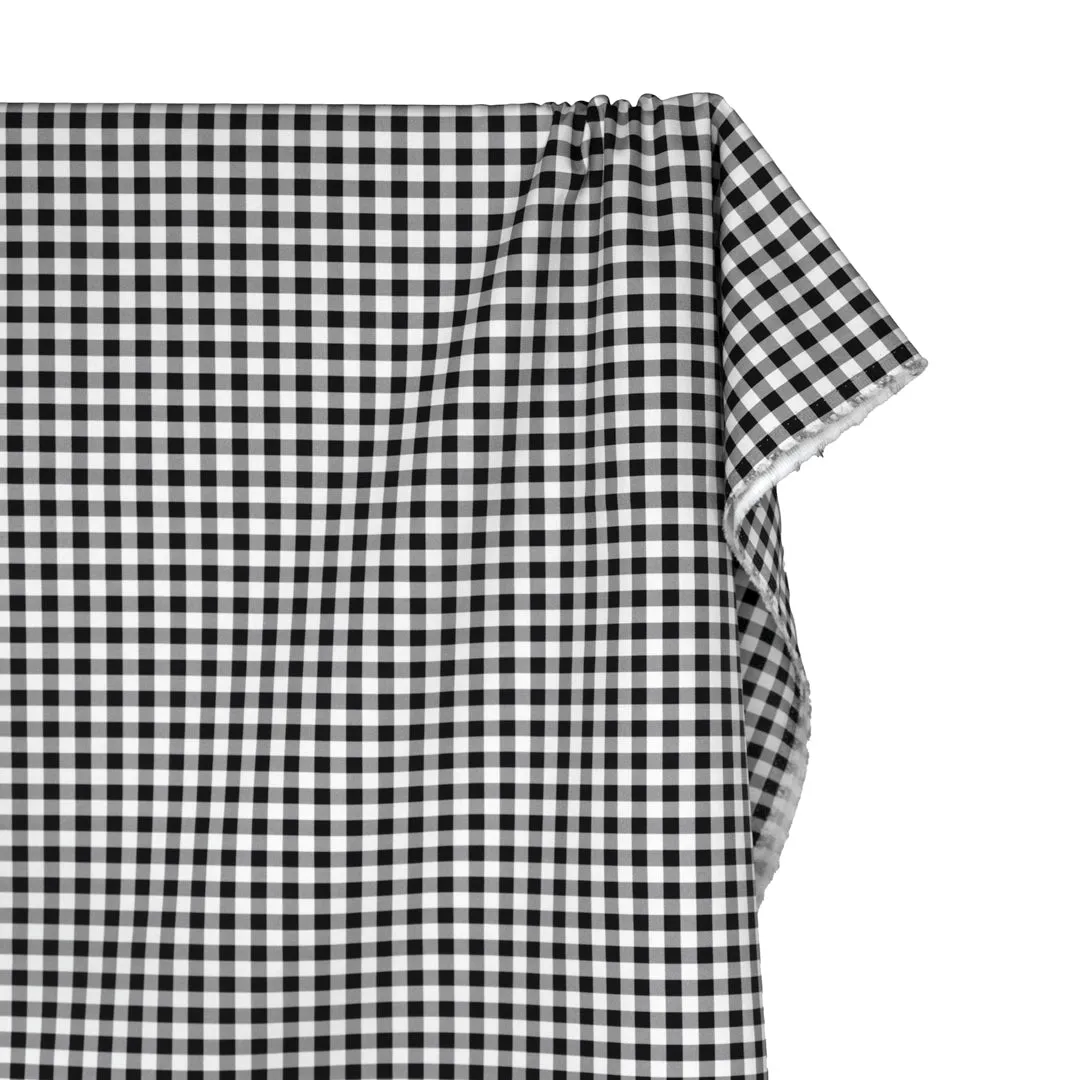 Remnant - 1.1m - Gingham Printed Cotton Twill - Black