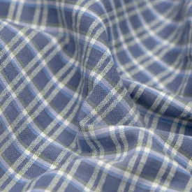 Remnant - 1.1m - Mini Plaid Handwoven Cotton - Periwinkle/White