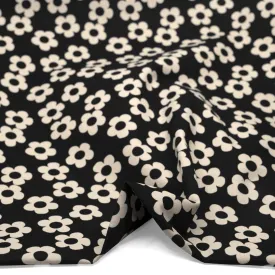 Remnant - 1.3m - Buttercup Printed Cotton Twill - Black *FLAWED*