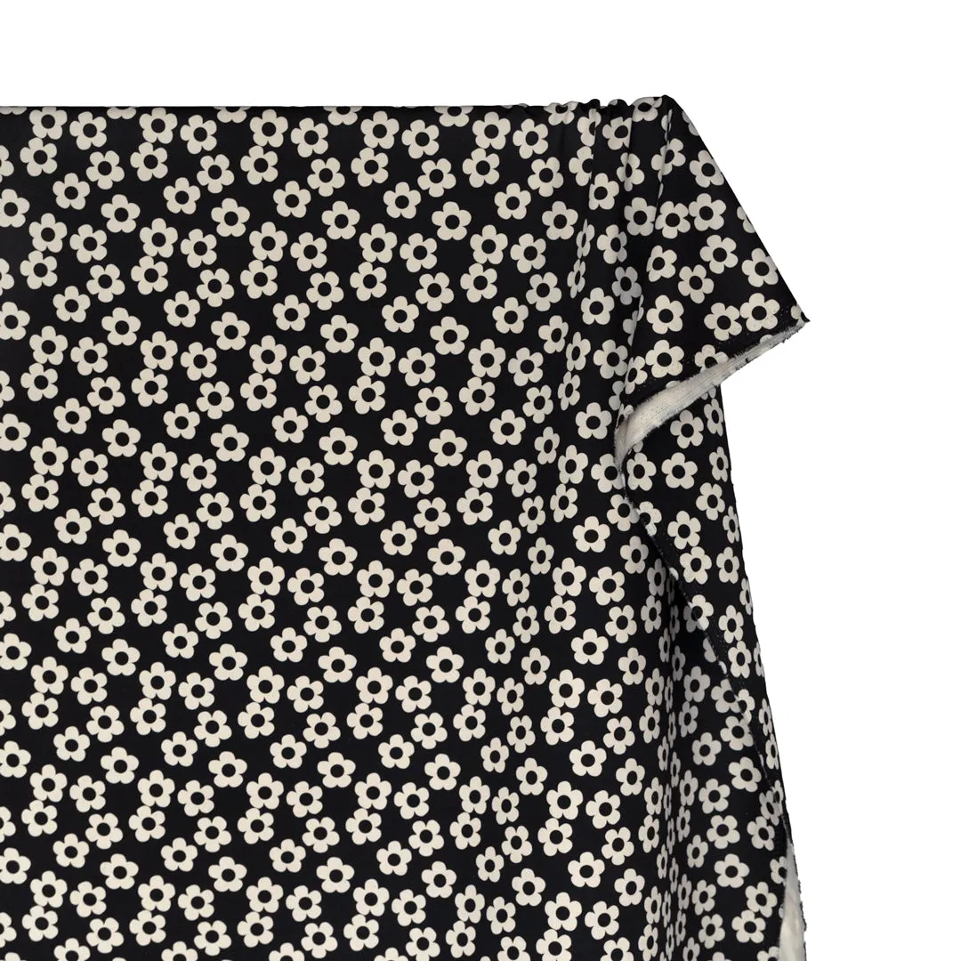 Remnant - 1.3m - Buttercup Printed Cotton Twill - Black *FLAWED*