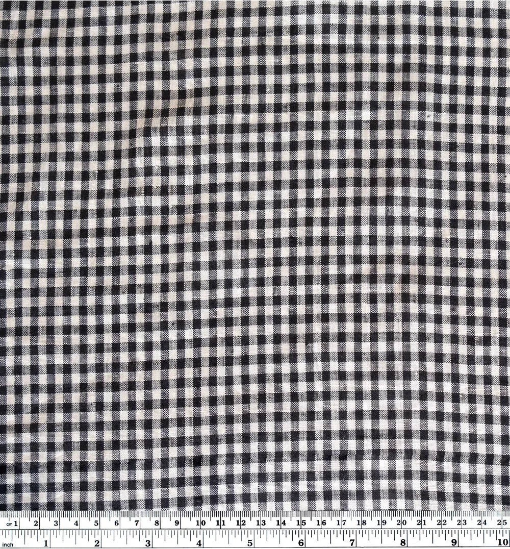 Remnant - 1.5m - Mini Gingham Linen - Black/Ecru