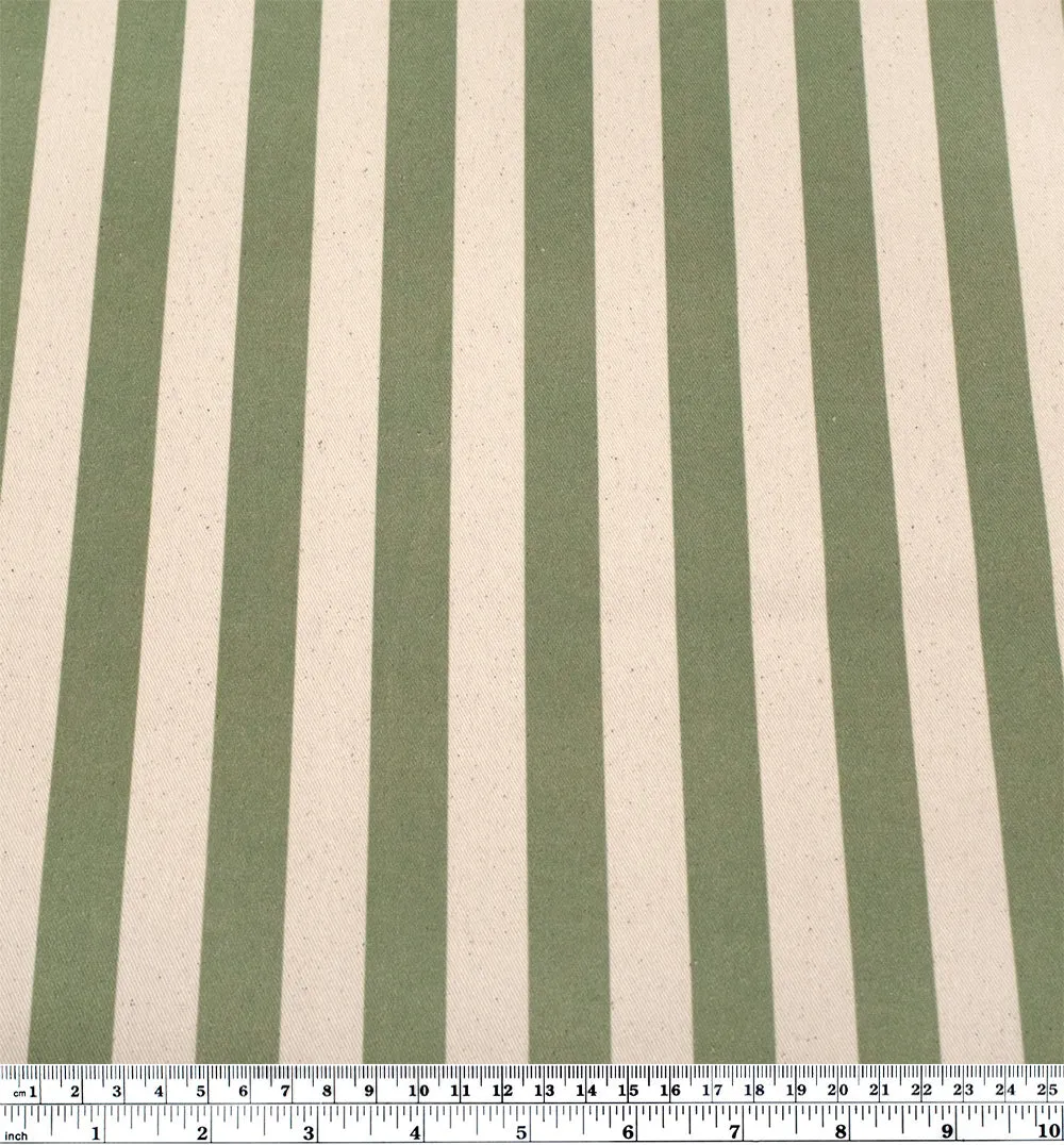 Remnant - 1.5m - Vacation Stripe Printed Cotton Twill - Daiquiri/Natural