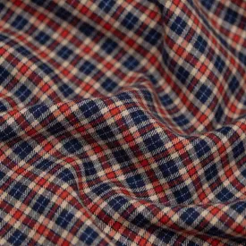 Remnant -2.2m -  Plaid Lightweight Cotton Flannel Shirting - Teddy Bear Picnic