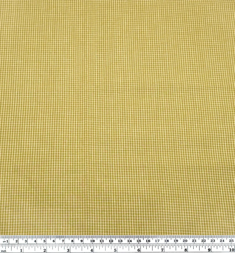 Remnant - 2.4m - Mini Check Handwoven Cotton - Pear