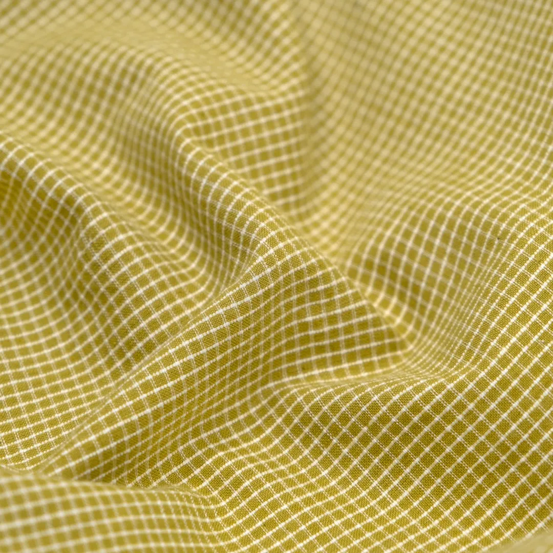 Remnant - 2.4m - Mini Check Handwoven Cotton - Pear