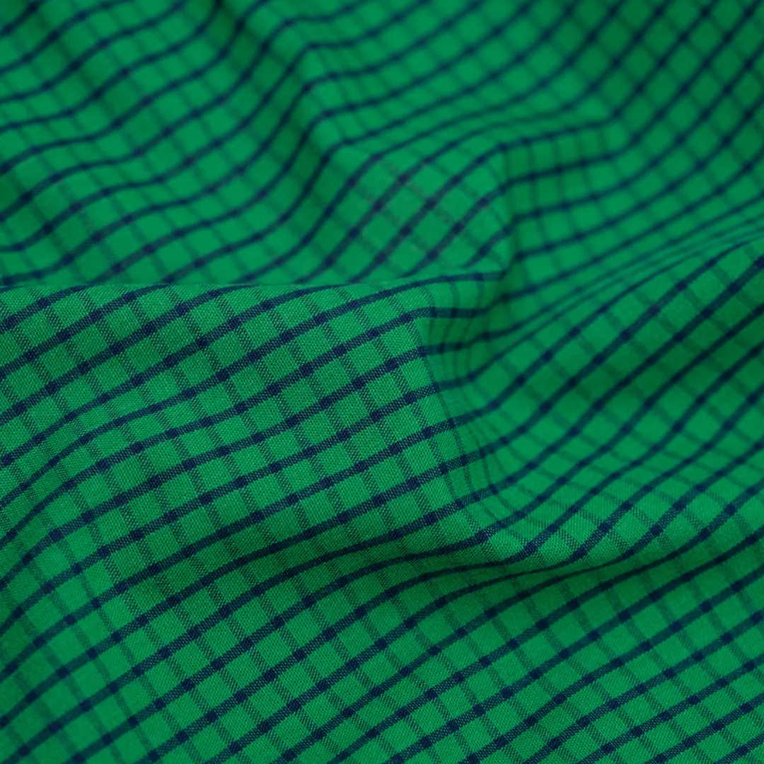 Remnant - 50cm - Grid Cotton Shirting - Clover/Midnight Blue