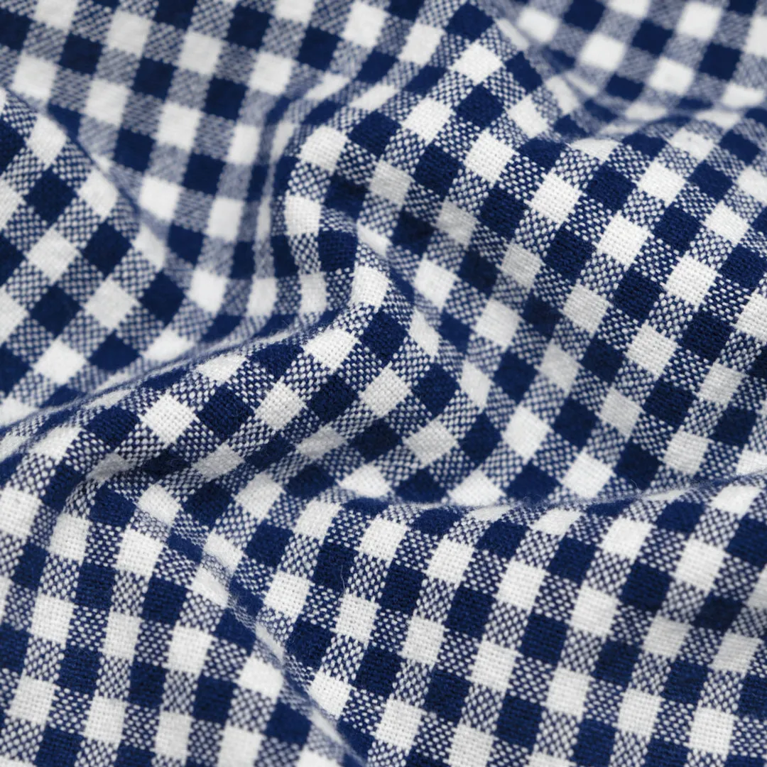 Remnant - 50cm - Mini Gingham Rustic Organic Cotton - Navy