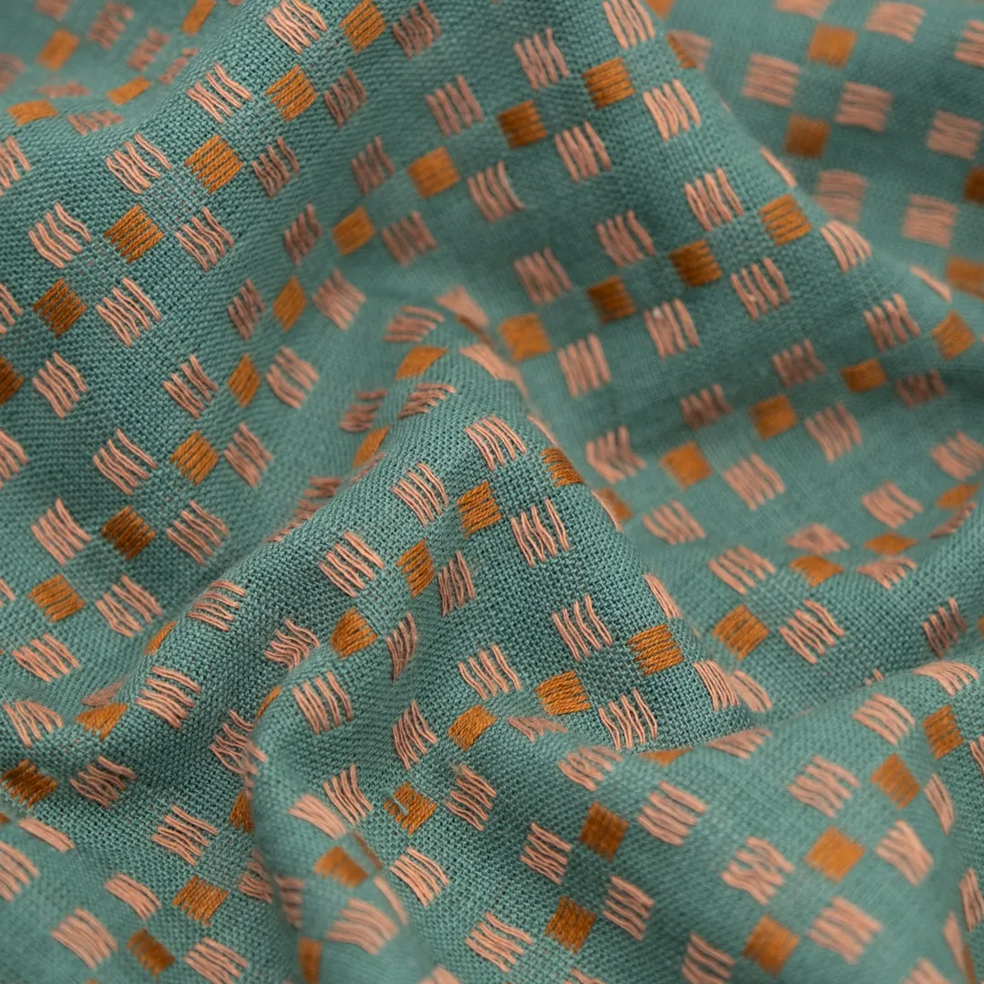 Remnant - Basket Weave Cotton - Teal - 2m