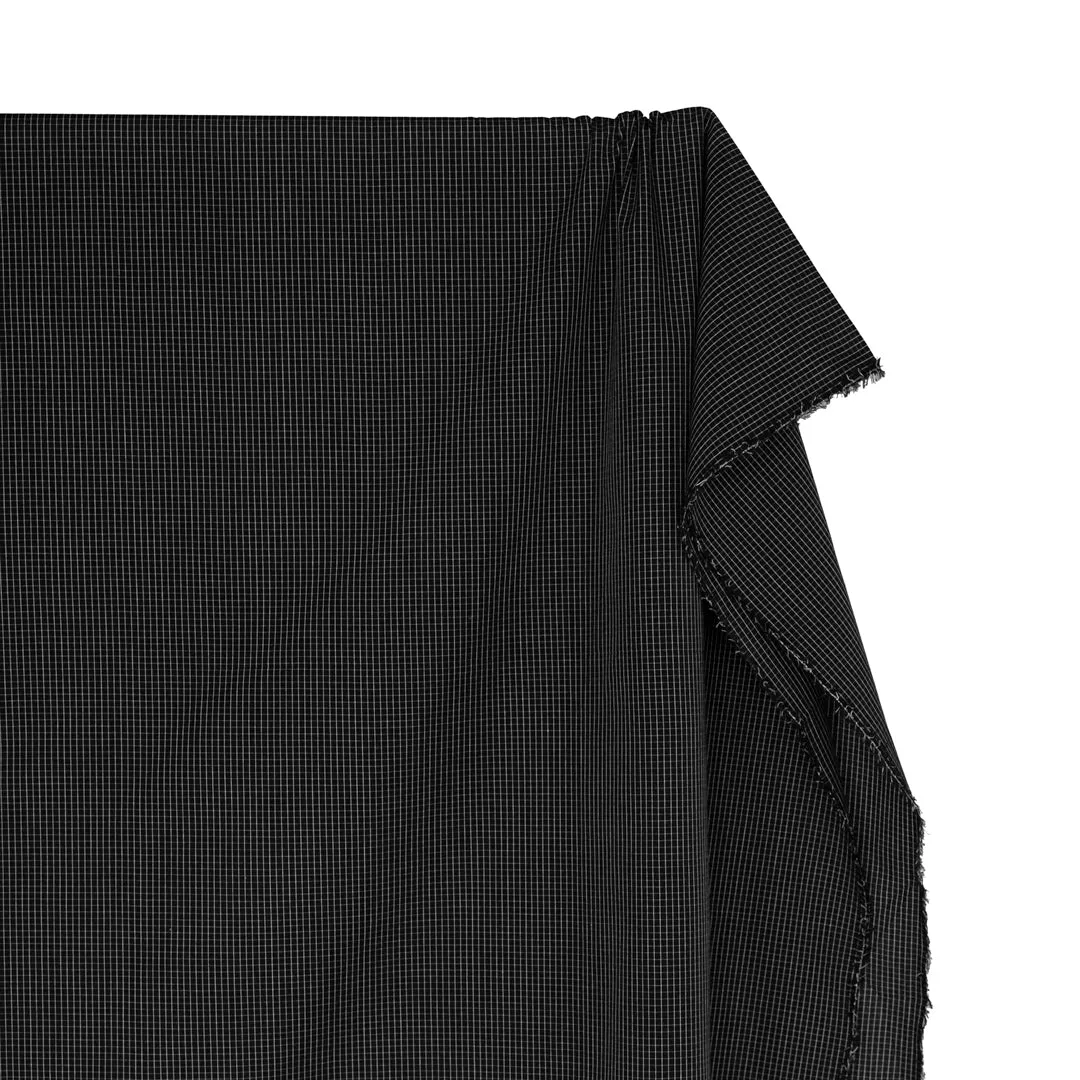 Remnant - Grid Cotton Shirting - Black/White - 70cm