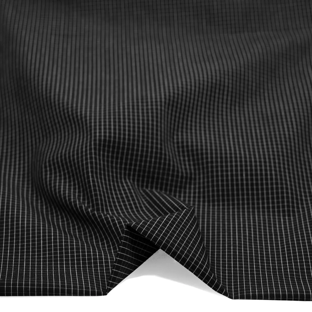 Remnant - Grid Cotton Shirting - Black/White - 70cm