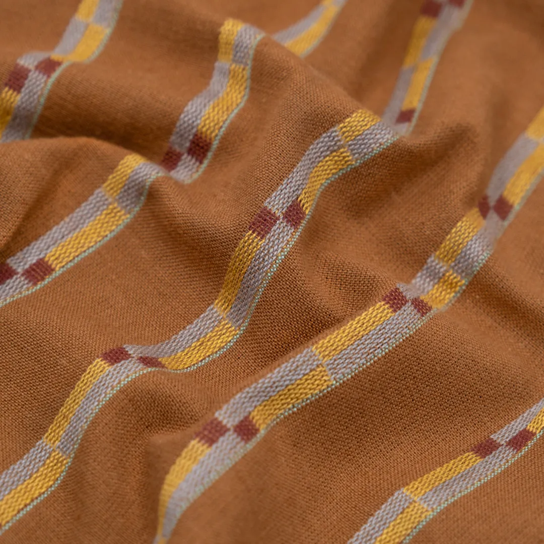 Remnant - Track Stripe Cotton - Umber - 1.7m