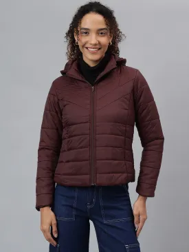 Richlook Women Maroon Full Zipper Hoodie Jacket