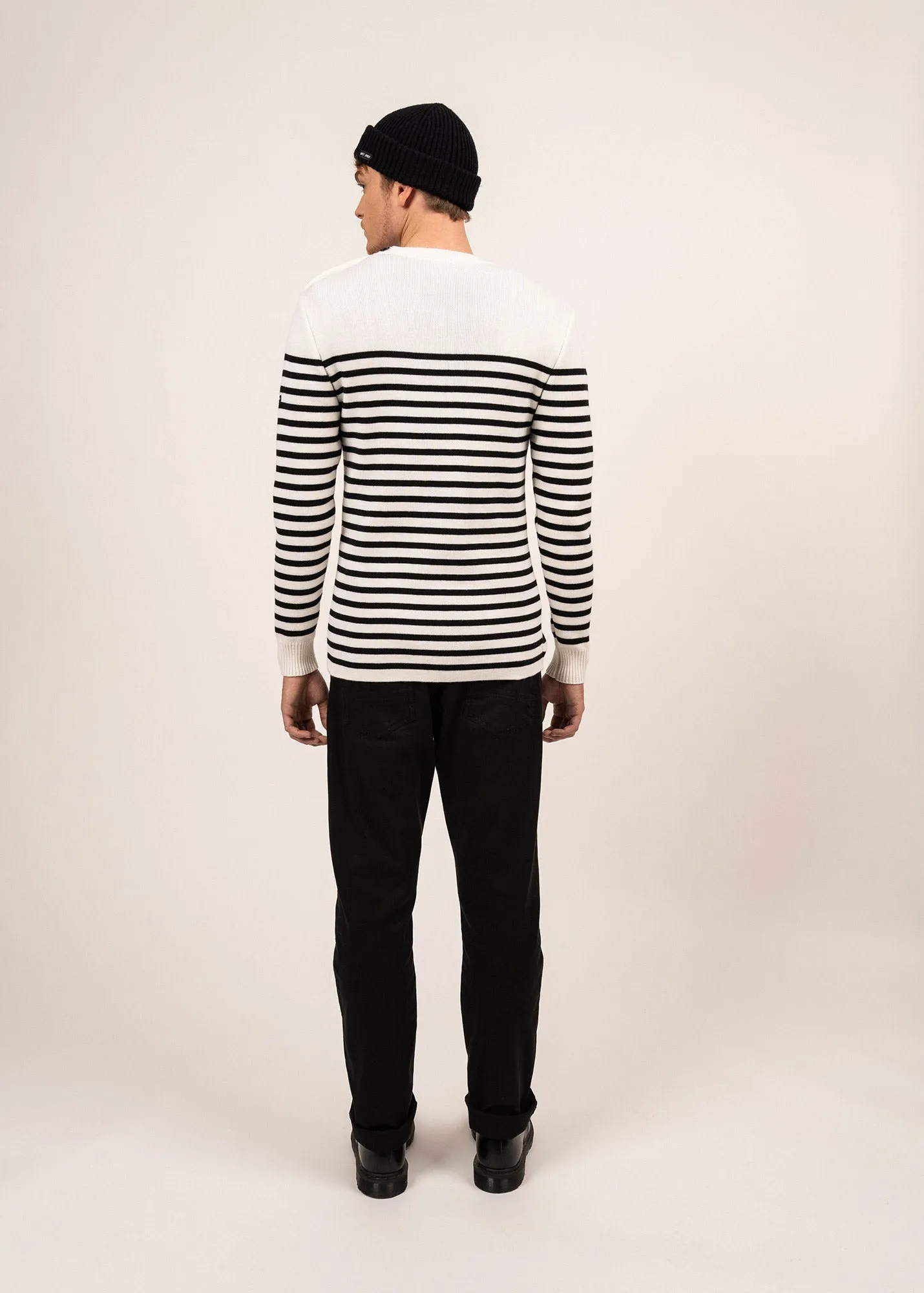 Rochefort striped sailor jumper - slim fit, in merino wool (ECUME/NOIR)