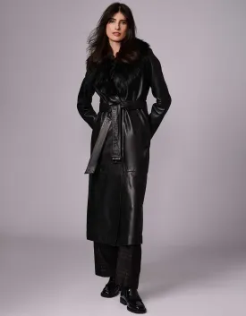 RSVP Leather Faux Fur Long Coat