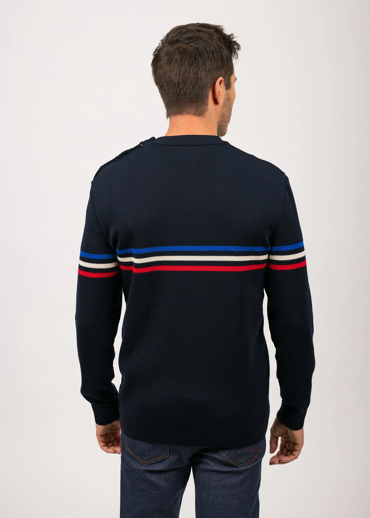 Sailor jumper with tricolour stripes - SAINT JAMES x Elysée (NAVY)