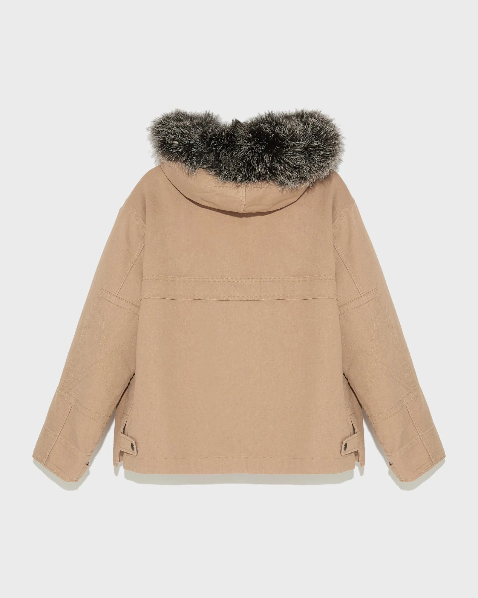 Short parka in cotton and fur