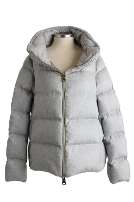 Silk-Cashmere Water Repellent Down Puffer Jacket