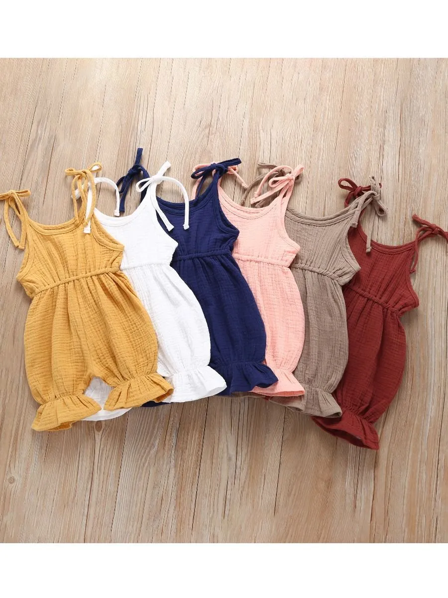 Solid Color Onesie Cotton Blend Baby Jumpsuit High Summer