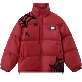 Spider-Web Embroidered Puffer Jacket