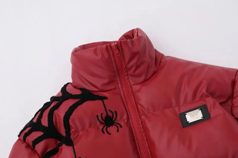 Spider-Web Embroidered Puffer Jacket