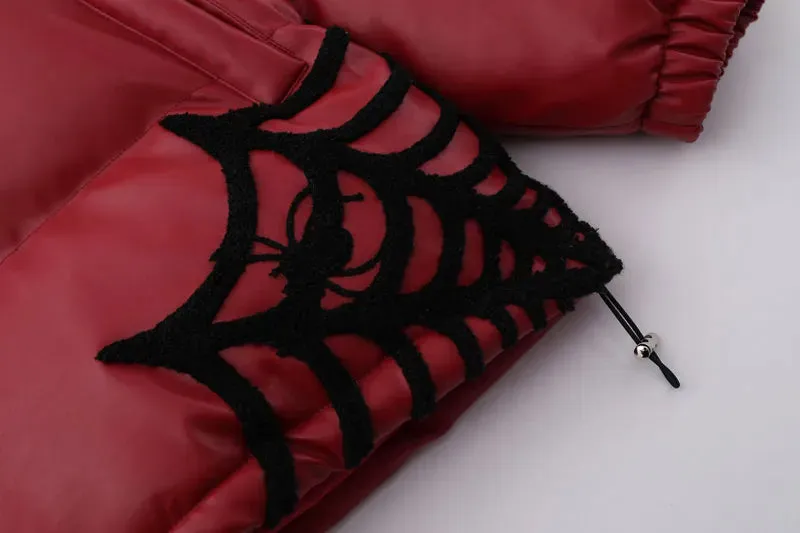 Spider-Web Embroidered Puffer Jacket