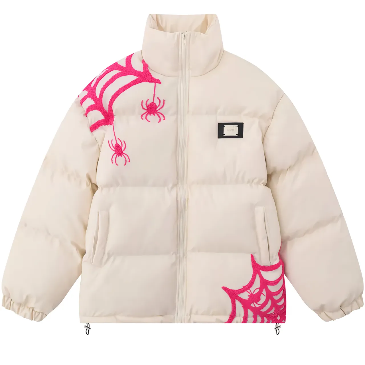 Spider-Web Embroidered Puffer Jacket