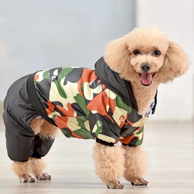 Stylish & Warm Winter Pet Apparel: Waterproof Fleece-Lined Dog Jumpsuit for Small Breeds - Perfect Yorkie, Poodle, and Chihuahua Outfits, Cozy Puppy Costume for Cold Weather Protection