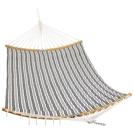 Sunnydaze 2-Person Hammock with Curved Spreader Bar - Neutral Stripe