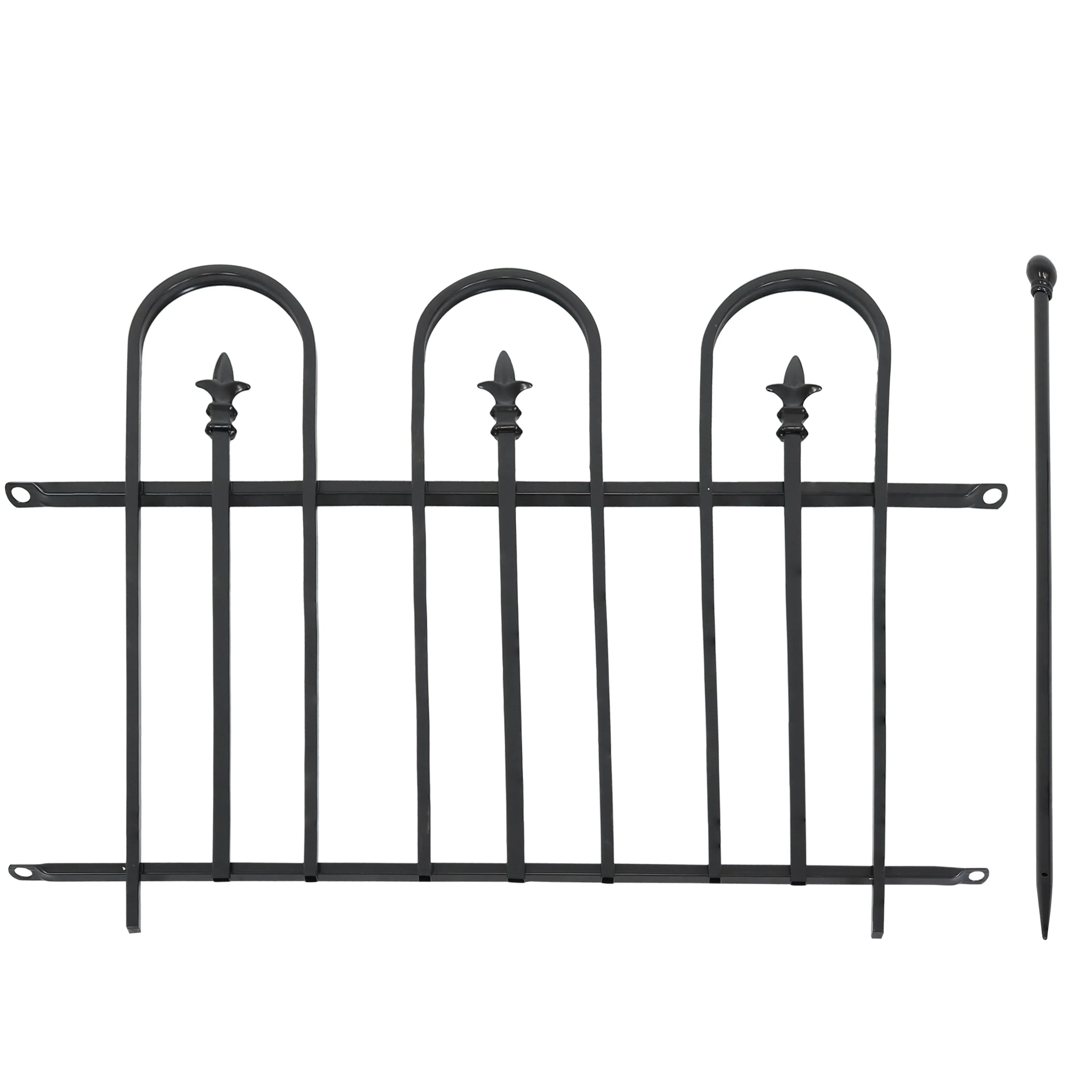 Sunnydaze 2-Piece Strasbourg Steel Garden Fence Panels - 6' Overall