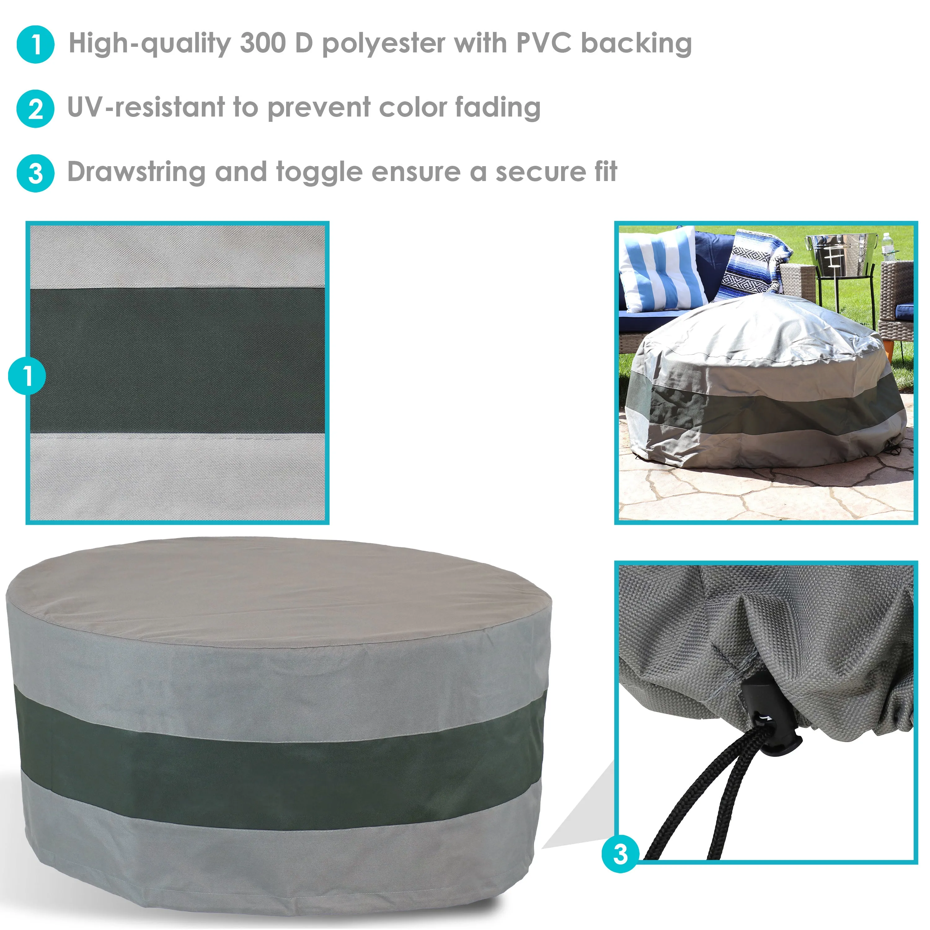 Sunnydaze 2-Tone Outdoor Patio Fire Pit Cover