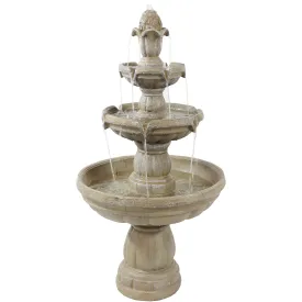 Sunnydaze 3-Tier Outdoor Water Fountain with Pump - 48" H