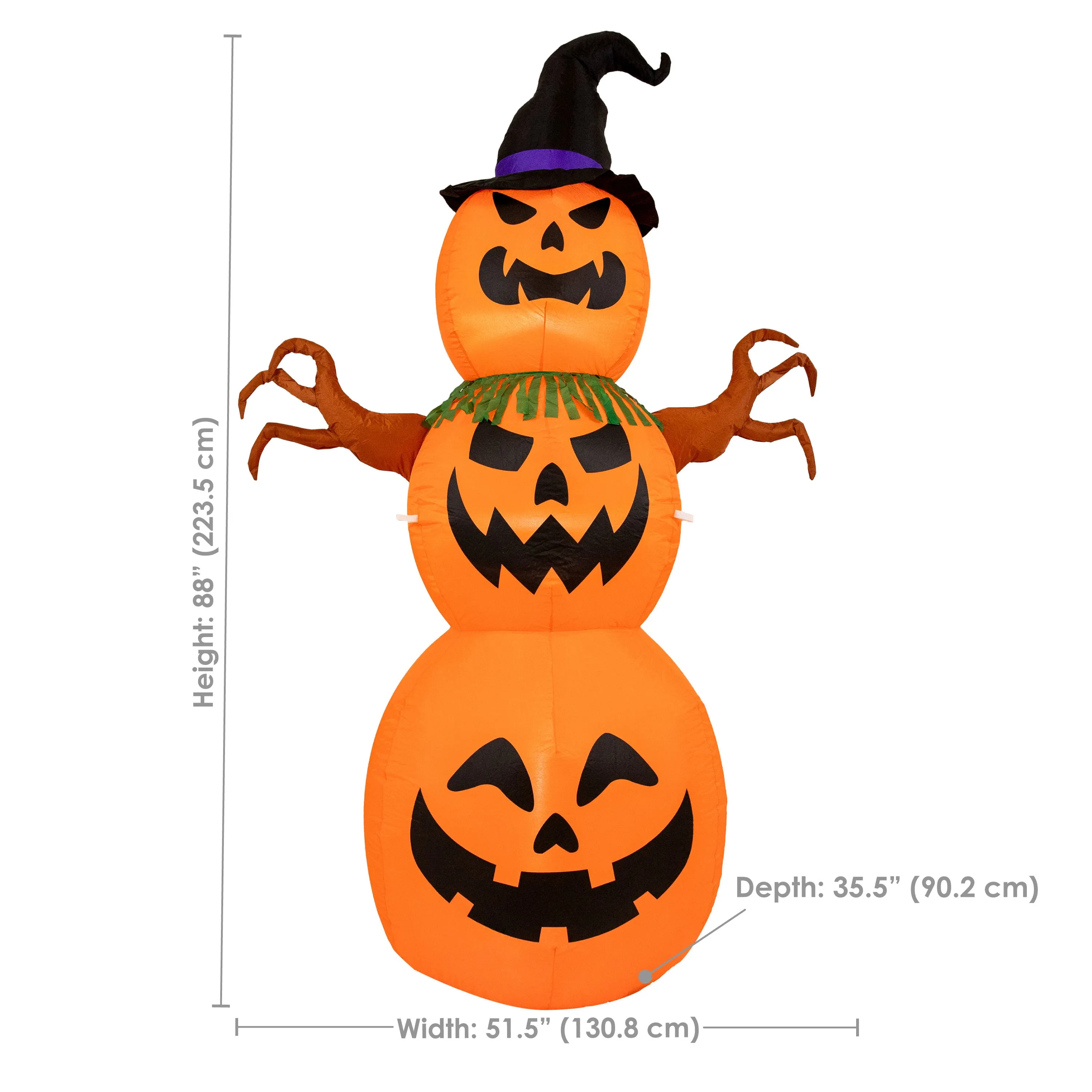 Sunnydaze 7’ Jack-O-Lantern Scarecrow Pumpkin Inflatable Halloween Decoration