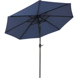 Sunnydaze 9' Aluminum Spun-Poly Market Umbrella with Tilt and Crank - Navy Blue