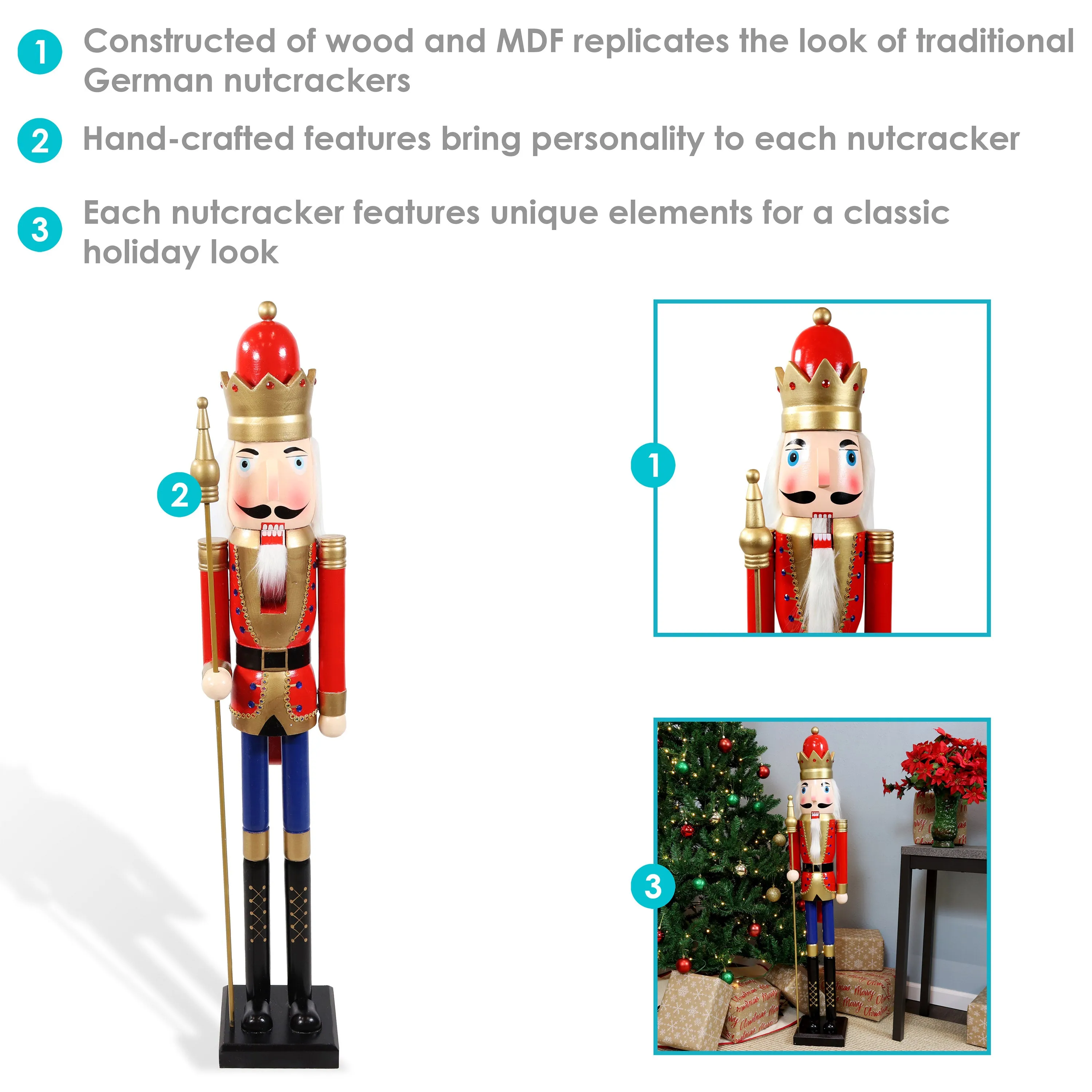 Sunnydaze Arnold the Strong Indoor Nutcracker Statue - 48"