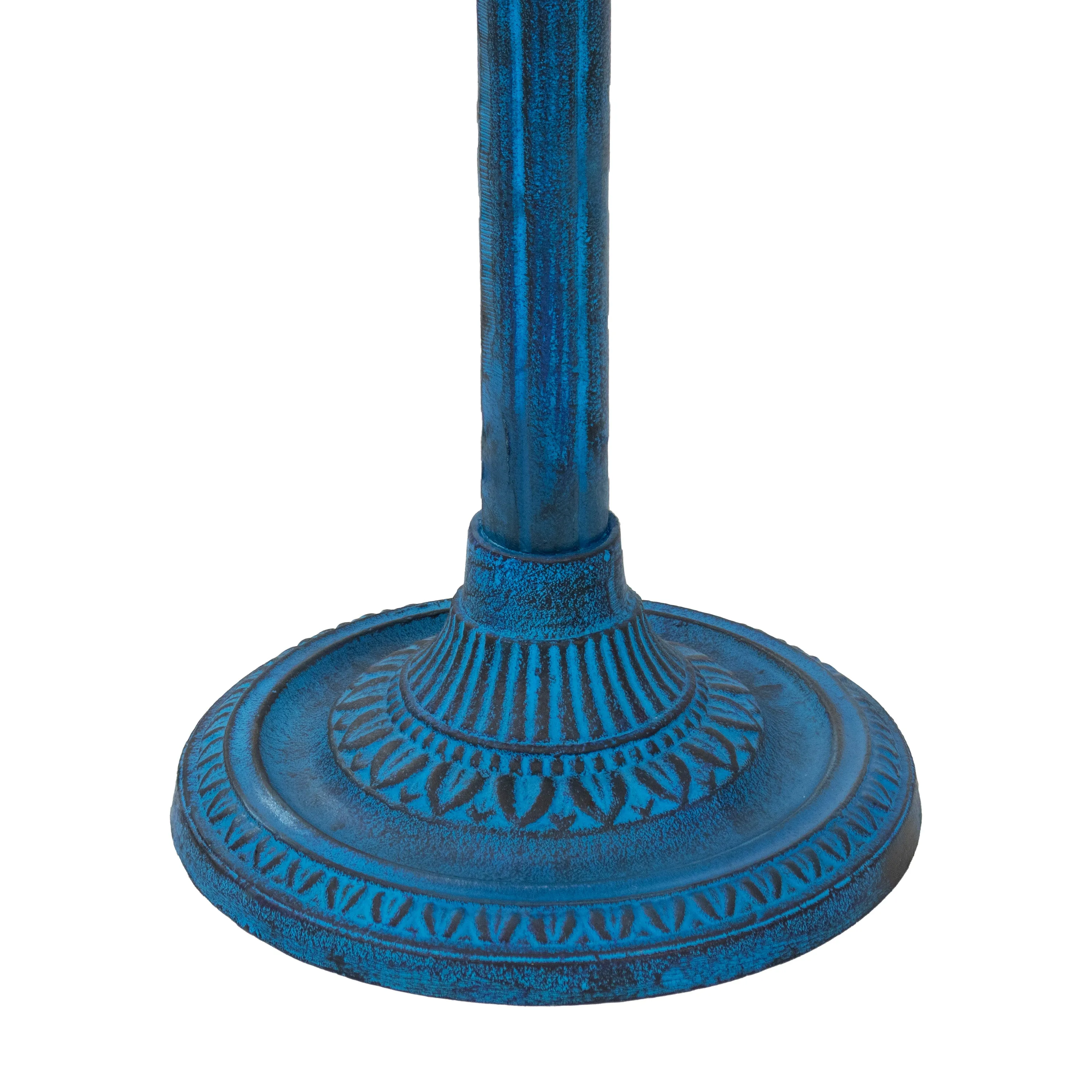 Sunnydaze Art Deco Sunburst Metal Bird Bath - Blue Patina - 14"