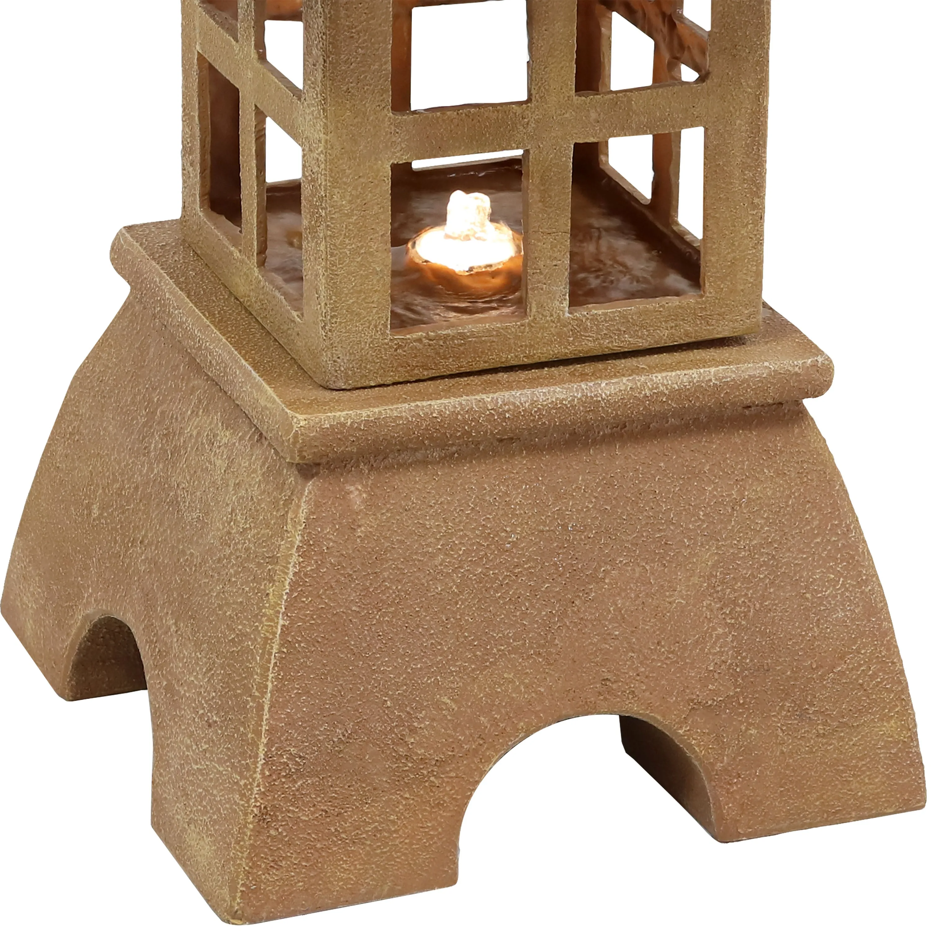 Sunnydaze Asian Pagoda Outdoor Fountain with LED Lights - 23"