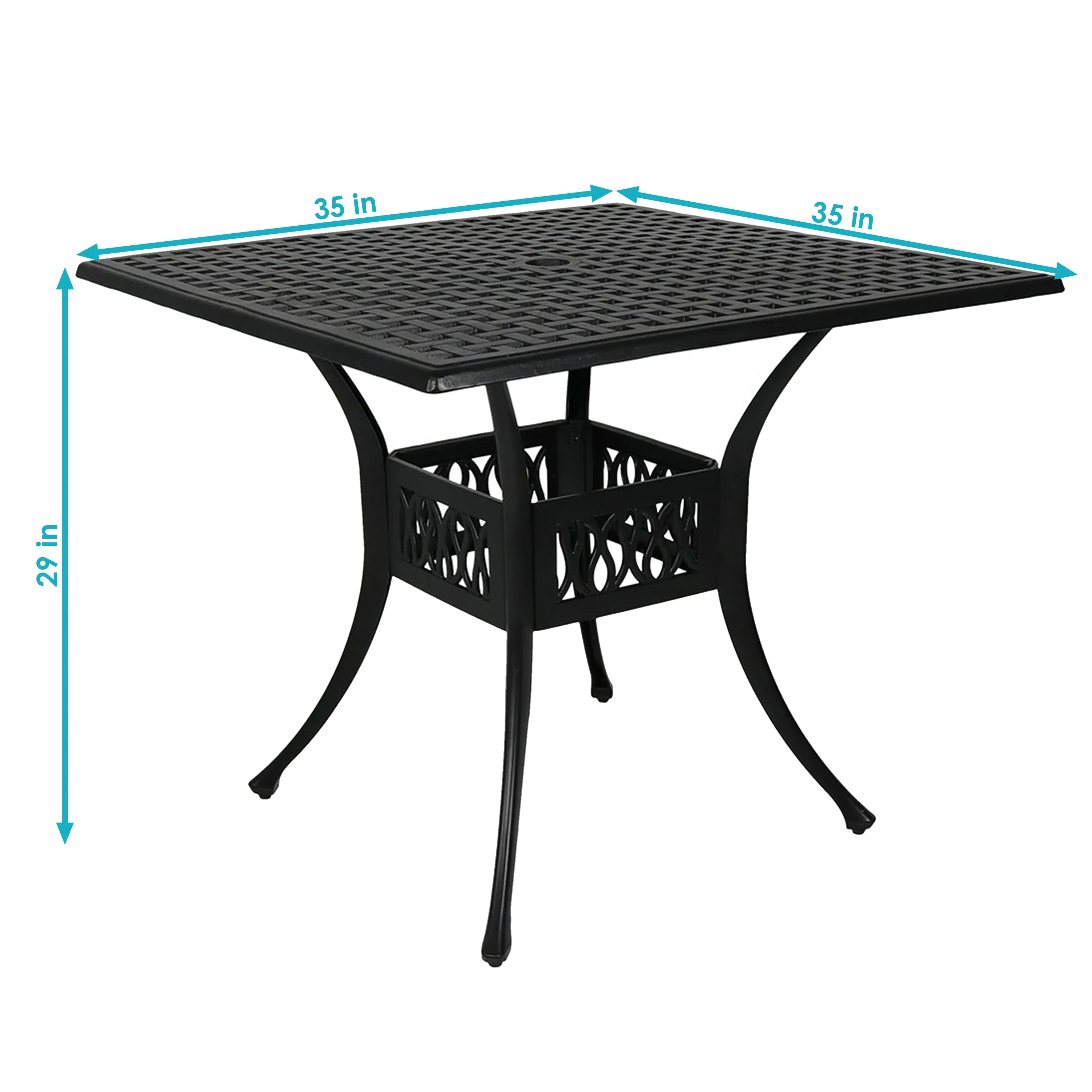 Sunnydaze Black Cast Aluminum Square Dining Table - 35"