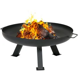 Sunnydaze Black Rustic Steel Fire Pit Bowl with Cover - 29.25"