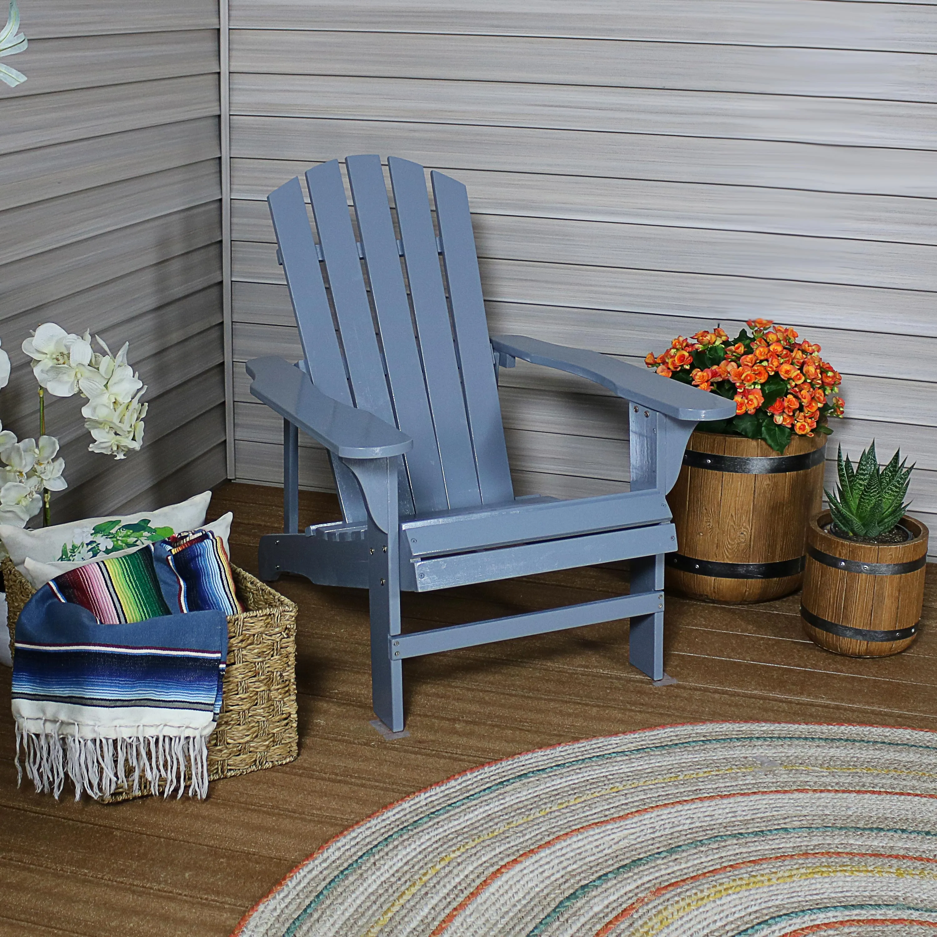 Sunnydaze Coastal Bliss Wooden Adirondack Chair